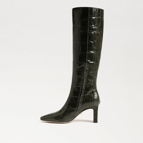 Sam Edelman Sylvia2 Knee High Boots in deep olive croco leather - Picture 6 of 16